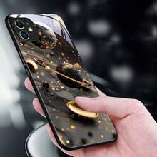 Un Cielo Estrellado Cósmico, Halo Dorado, Funda de Teléfono de Diseño de Sueño Misterioso para  17/17 Air/17Pro/17ProMax/ 16/16Plus/16Pro/16ProMax/15/15Plus/15Pro/15ProMax/14/14Plus/14Pro/14ProMax/13/13Pro/13ProMax/13Mini/12/12Pro/12ProMax/12mini/11/11Pro Regalo Adecuado para 11 Festividades - Colores mixtos - Ver 4