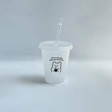 1个可爱便携式珍珠奶茶杯，带盖和吸管 - 防漏、可冷冻塑料咖啡杯，适合旅行、办公、露营 - 户外活动、健身的理想之选，16盎司和24盎司可选，可重复使用的塑料水瓶饮料杯 - 彩色 - 查看 14