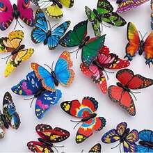 Mariposas Decorativas En 3D,50 Piezas de 7cm con Adhesivo para Pared Decoracion,para Decorar Pasteles,Nevera,Navidad,Fiestas, Bodas,Salones de Clases, Habitaciones ()(Color)