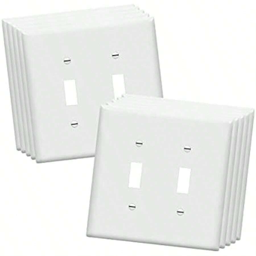 Enerlites interruptor de luz placa de pared, Jumbo 2-Gang 4.88" x 4.92", tamaño medio, irrompible policarbonato termoplástico, UL listado, 8812M-W-10PCS, blanco (10 unidades)(2-Gang Mid Size 10 Pack Blanco) - Multicolor - Ver 1
