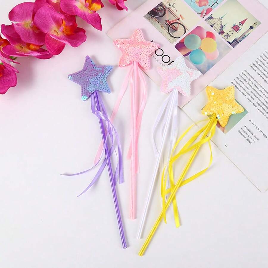 Pentagram Wand, Angel Stick, Magic Wand, Fairy Wand, Princess Scepter, Glitter Fairy Wand - Party Supplies, Wedding, Christmas Gifts - Multicolor - View 1