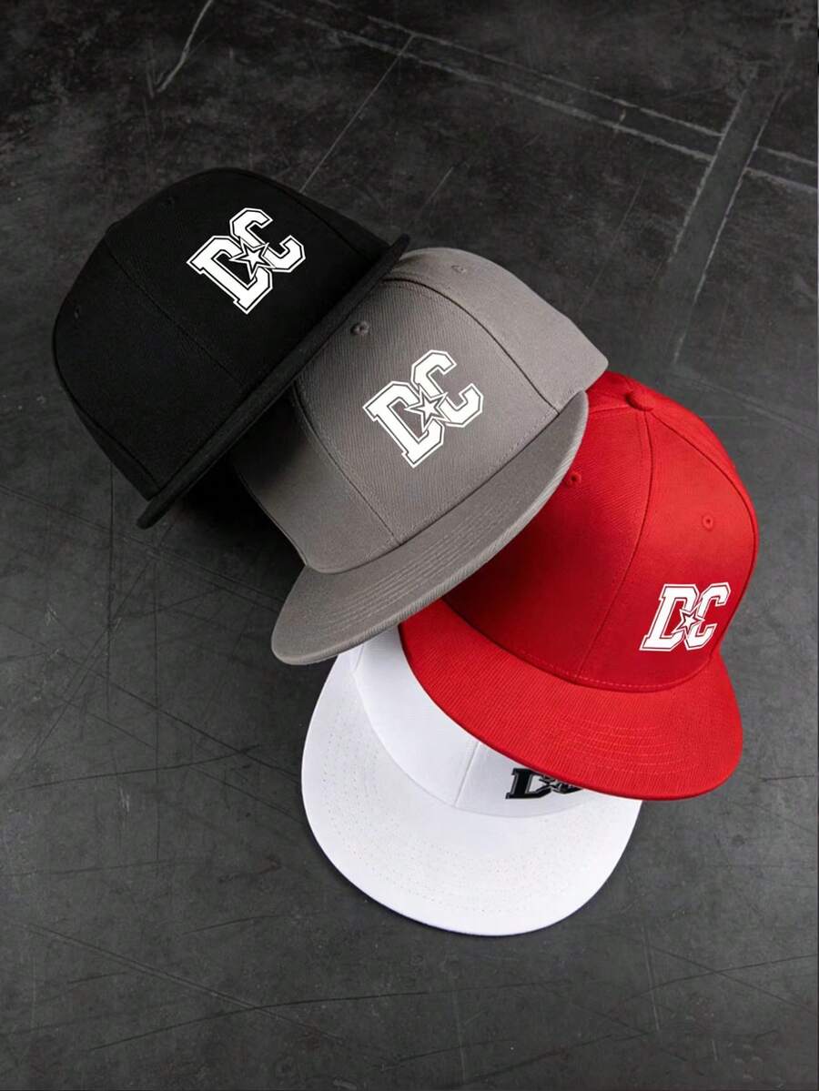 1pc Street Hip Hop Versatile DC Logo Print Flat Brim Baseball Cap, Adjustable Double Buckle, Comfortable Breathable Suitable For Daily Wear - Multicolor - View 1