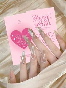 Bộ 200/500/1000 danh thiếp tiệm làm tóc màu hồng tùy chỉnh, mẫu thẻ thành viên màu hồng, thẻ tích điểm khách hàng có thể chỉnh sửa, thiết kế thẻ thưởng có thể in, thẻ tích điểm, thẻ giảm giá thành viên tiệm làm tóc - Tháng Hai, trang trí ngày Valentine, thiệp Valentine - A - Xem 4