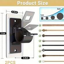 两套免打孔窗帘杆，自粘式PET窗帘杆，赠送钉子和窗帘杆挂钩，适用于浴室和客厅 - 彩色 - 查看 2