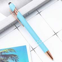 Customized Text LOGO Rose Gold Plated Circle Ballpoint Pen, Metal Spray Painted Aluminum Barrel Smooth Writing Capacitive Stylus Pen, Elegant Gift For Family, Friends, Teachers, Parents, Colleagues, Back To School, Graduation Season - Multicolor - View 13