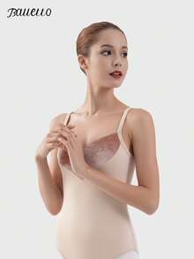 balletto Women's Gymnastics Leotard, Tight Fitting Workout Camisole, High Cut Leg, Heart-Shaped Back Criss-Cross Straps, High Stretch Unitard - Pink - View 5