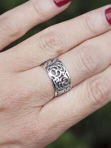 1 pieza Anillo de moda para mujer para boda, compromiso, fiesta, joyería, regalo del Día de San Valentín - Plateado - Ver 6