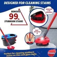 Spin Scrub Brush, 2 Pack Mop Head Replacements Compatible For O Ceda RinseClean 2 Tank System, Hard Bristle Cleaning Brush For Tile, Shower Cleaner Scrubber Brush, With Mop Base - 白色 - 查看 3