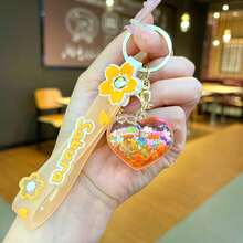 Acrylic Heart-Shaped Keychain With Flowing Liquid Glitter, Cute Bag Charm, Perfect Gift For Birthday, Holiday, And Special Occasions - Multicolor - View 15