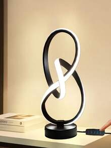 Lámpara de escritorio espiral de aluminio artística y regulable en 3 colores, adecuada para lectura, estudio y trabajo | Diseño minimalista moderno, decoración del hogar, iluminación de dormitorio, estructura de metal duradera, botón USB - Multicolor - Ver 4