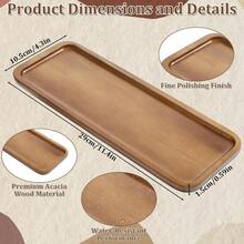 1pc Large Acacia Wood Serving Tray, Food Platter, Charcoal Board For Kitchen Counter, Charcuterie Board, Candle Holder, Fruit & Cheese Plate - Yellow - View 7