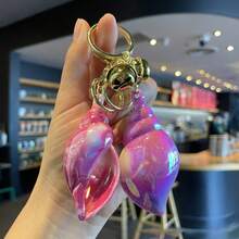 1pc Electroplated Colorful Acrylic Conch Keychain Pendant, Exquisite And Cute Colorful Plated Girl's Bag Car Pendant, Exquisite Small Gift For Friends - Multicolor - View 2
