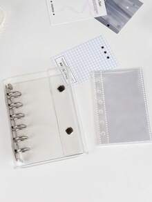 Pasta Transparente Portátil de Folhas Soltas Tamanho A7, Design de Duplo Clique, Pode Ser Usada Como Bolsa de Armazenamento de Fotos e Álbum de Fotos, Adequada para Guardar Dinheiro, Organizar Planejadores, Manuais, Cadernos, Livros de Adesivos, Suprimentos de Escritório e Suprimentos Escolares. - Multicolorido - Visão 20
