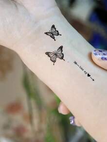 STARTTOOS Compact And Exquisite Multi Pattern Tattoo Stickers With Romantic Y2K Butterfly Flower Patterns, Temporary Fake Tattoo Stickers Suitable For Wrist, Ankle, Shoulder, Neck, Collarbone DIY Carnival, Valentine's Day, Party Holiday Gifts, Waterproof And Realistic Body Tattoo Stickers, 1 Pack