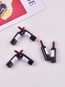 6 pièces/paquet Pendentif de bouteille de vin 3D à la mode en résine, convient pour les bijoux et l'artisanat DIY pour femmes - bouteille de vin rouge - Voir 6