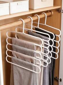10Pcs 5 Layer Multifunctional Portable Storage Travel Hangers , Anti Slip, Multi Layer Clothing Store Wardrobe Clothes Hanger, Shoes Jeans Boots Skirt, Pants Hangers Organizer Space Saving, Suitable Dormitory,  Room, Home, Bedroom Use, School Supplies - 白色 - 查看 1