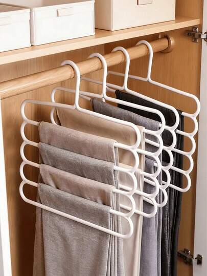 10Pcs 5 Layer Multifunctional Portable Storage Travel Hangers , Anti Slip, Multi Layer Clothing Store Wardrobe Clothes Hanger, Shoes Jeans Boots Skirt, Pants Hangers Organizer Space Saving, Suitable Dormitory,  Room, Home, Bedroom Use, School Supplies