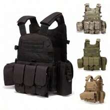 Outdoor Tactical Vest With Quick Release, Laser Cut MOLLE - Multicolor - View 3