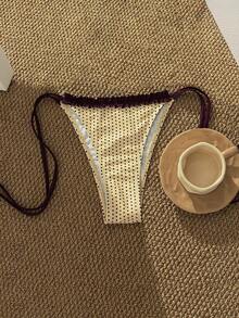Quần bikini nữ, đồ bơi chấm bi thường ngày, bộ đồ thời trang ren chấm bi nâu vàng mùa hè/trang phục đi chơi/trang phục sinh nhật/thường ngày/phong cách Y2K/thời trang đường phố/kỳ nghỉ/lễ hội âm nhạc/tiệc bể bơi. - vàng nâu - Xem 2