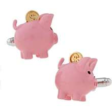 Mancuernillas o gemelos para hombre con diseño de alcancía de cochinito,38073326 - A - Ver 2