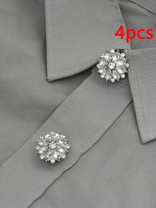 1/2/4 piezas Cubiertas de botón de cristal de imitación para mujeres, cubiertas de botón de cristal, cubiertas de botón desmontables con clip, botones de fantasía de cristal para ropa, broches de botón con alicates para vestido, traje, camisa, accesorios, color plomo - Multicolor - Ver 12