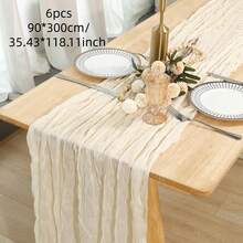 1/2/4/6 Pcs Cream Cheese Gauze Table Runner, Spring Table Runner, 71/118 Inches, Bohemian Style Sheer Cream Gauze Tablecloth Decor, Center Piece For Wedding, Bridal, Baby Shower, Valentine's Day, Easter And Other Indoor/Outdoor Events - Beige - View 10