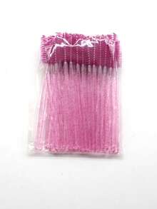 100 pièces/50 pièces Baguettes de mascara jetables, brosses à cils, brosses à sourcils avec brillant cristal, outils de maquillage pour extension de cils - Noir - Voir 15