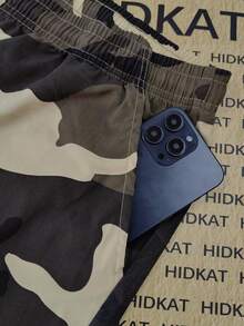 Women's Camouflage Cargo Casual Pants, Featuring Large Patch Pockets, An Elastic Drawstring Waistband, And A Tapered Cuff, Suitable For Daily Outdoor Leisure Activities. - 卡其迷彩 - 查看 6