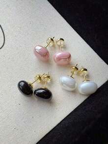 3 Pairs Retro Minimalist Elegant Faux Pearl Stud Earrings Set, Chic Lightweight Earrings Suitable For Women's Daily And Holiday Wear - 多色 6 - 查看 4