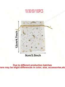 10/30 Pcs/50 PCS/100PCS3.5x4.7-Inch (9x12cm, Black And White Available) Moon And Star-Style Multi-Color Gauze Bags, Gift Packaging Bags, Gift Bags, Home And Daily Necessities, Nylon Bag Storage Bags, Festival And Party Supplies, Wedding Supplies - Multicolor - View 17