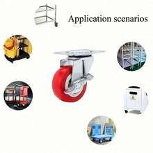 4pcs Heavy Duty 360-Degree Silent Swivel Caster Wheels, Including Two With Brake And Two Without Brake For Furniture, Trolley, Display Rack - Red - View 9