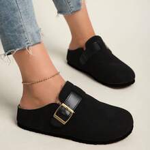 Women's Autumn And Winter New Slippers Women's Shoes All-Match Casual Half Slippers One-Step Shoes - 黑色 - 查看 2