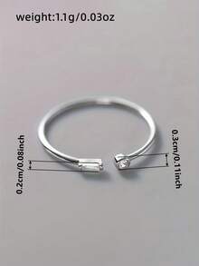 1 chiếc nhẫn đá Cubic Zirconia tinh tế, quà tặng đám cưới, đính hôn, kỷ niệm, ngày Valentine cho phụ nữ - Bạc - Xem 3