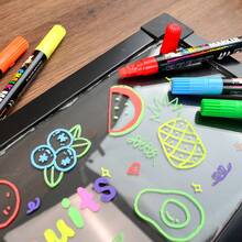 8 Cores Marcadores de Giz Líquido - Marcadores Apagáveis de Quadro Branco Vibrantes, Adequados para Quadros Brancos, Quadros Negros, Janelas, Vidro e Também para Uso Automotivo - Multicolorido - Visão 5