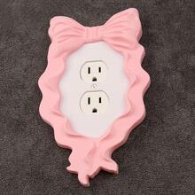 1pc Lolita Style Pink Bow Switch Decorative Panel, Girly Lighting Wall Switch Cover, Home Wall Switch Beautifying Accessory - Multicolor - View 1