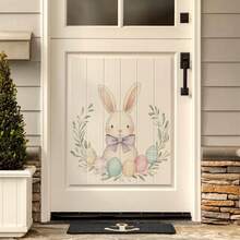1pc Floral Wreath, Rabbit, Carrot Wall Sticker, Removable PVC Self-Adhesive Decal, Suitable For Spring Easter Bedroom, Living Room, Balcony And Window Decoration - Multicolor - View 11