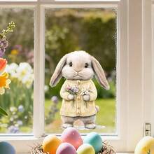 1pc Cute Rabbit Holding Eggs Window Cling Decal, Removable PVC Sticker, Suitable For Spring Easter Bedroom, Living Room, Balcony And Shop Window Decoration - Multicolor - View 10