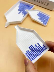 5个塑料钻石画分拣托盘，钻石托盘，尖头设计，易于使用，适用于DIY 5D钻石艺术工艺品 - 白色 - 查看 4