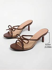 Sandal quai ngang kiểu Pháp, gót dày, chất liệu lưới, kiểu dáng cổ tích mới, phù hợp với váy, dép hở mũi. - màu nâu - Xem 7