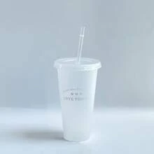 1个可爱便携式珍珠奶茶杯，带盖和吸管 - 防漏、可冷冻塑料咖啡杯，适合旅行、办公、露营 - 户外活动、健身的理想之选，16盎司和24盎司可选，可重复使用的塑料水瓶饮料杯 - 彩色 - 查看 13