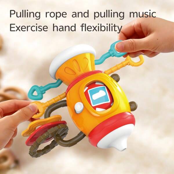 Baby Busy Milk Bottle Toy Fun Interactive Toy Grabbing Toy Bi-Directional 360 Degree Rotatable Strap Pull Rope Whistle Exercise Treasure Lung Function Suitable For Children Over 1 Year Old To Play