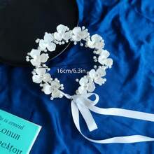 1pc Elegant Bridal Headpiece, Floral Design, Wedding Ceremony Hair Accessory - Three-petaled Wreath - View 5