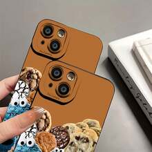 Estuche para teléfono Cookie Monster Fun Cookie Party Compatible con estuches para teléfonos   17  16 Pro Max  15 Pro Max  13 y  12 Material brillante 2 en 1 duradero a prueba de golpes y un regalo encantador para familiares, amigos y seres queridos - Negro - Ver 7