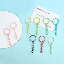 50/100pcs Colorful Key Chain Set, Metal Round Split Key Rings With Lobster Clasp, Craft Pendant DIY Accessories - Keychain - View 2