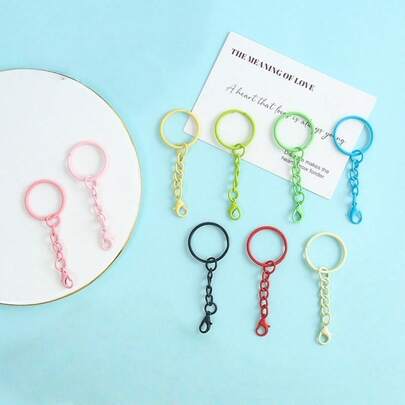 Bộ 50/100 móc khóa nhiều màu sắc, móc khóa tròn bằng kim loại có khóa càng cua, phụ kiện thủ công tự làm.