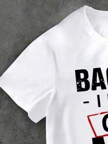 幼儿字母印花短袖T恤和短裤夏季套装 - 白色 - 查看 4