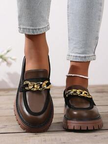 Women's Spring/Autumn Slip-On Loafers, Flat Thick Sole Fashion Casual Shoes - Brown - View 5