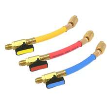 R134A R410A R22 R12 Refrigeration Charging Hose Set With Ball Valve, 1/4" SAE Thread AC HVAC Manifold Gauge Hose Kit, Low Loss Refrigerant Hoses With Ball Valves