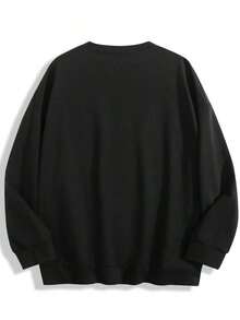Women's Casual "PARKE" Letter Print Loose Pullover Sweatshirt, Encountering Lazy Fashion.2026 New Y2Y Style Casual Women's Sweatshirt - Versatile For Sports, Leisure, And Everyday Wear - 黑色 - 查看 4