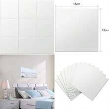 16 piezas DIY cuadrados pegatinas de espejo de pared 15 cm azulejos autoadhesivos hojas de espejo flexibles pegatinas de pared de espejo 3 D decoración de espejo para el hogar sala de estar decoración(default) - Multicolor - Ver 1